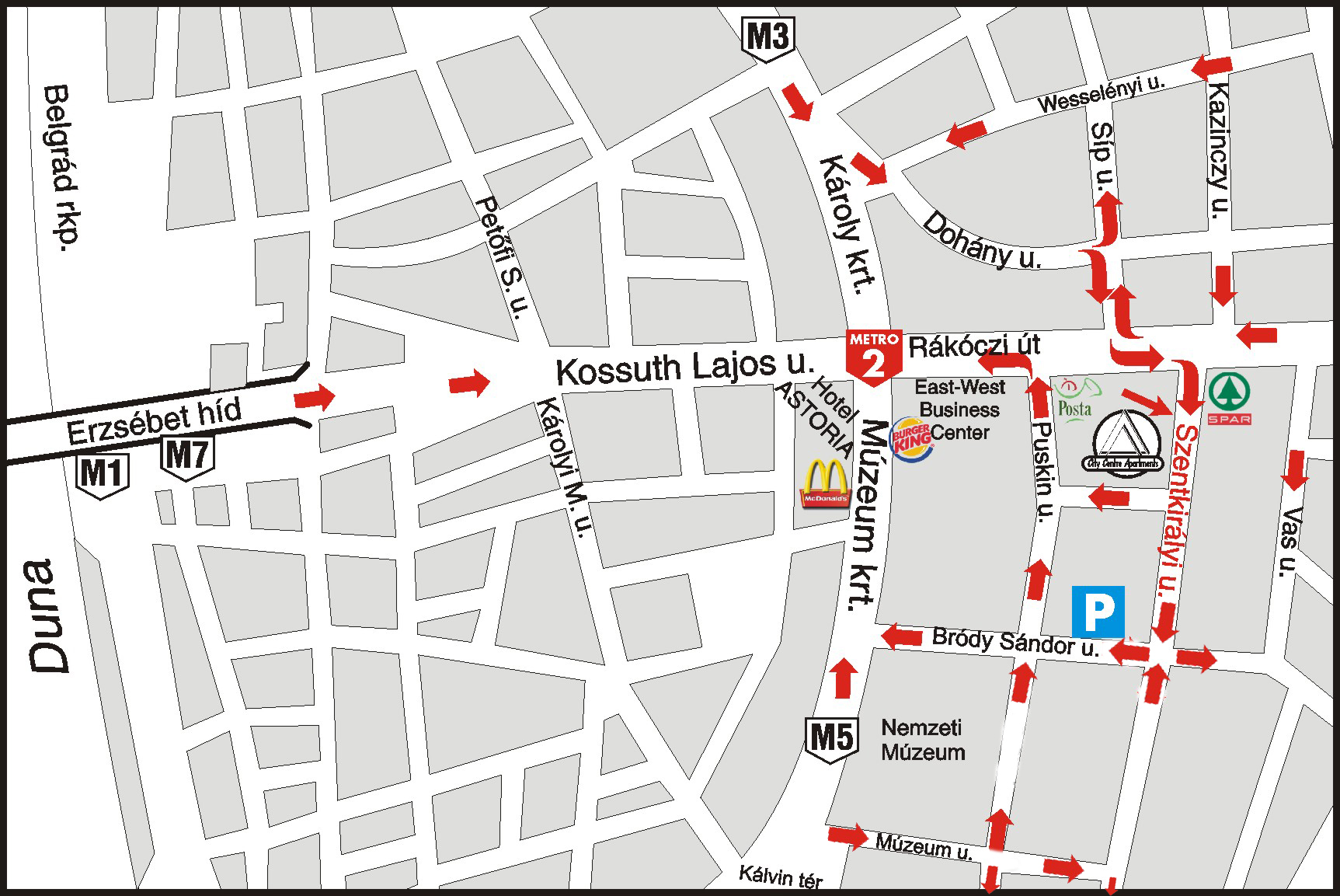 Szk mapa apartament hotelnoclegi dla grup w Budapeszcie